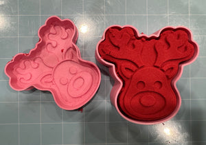 3.5” x 3.5” x 1.3” Christmas Reindeer BATH BOMBS Mold!
