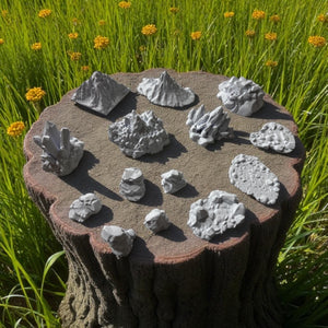 14 Pieces Mountains + Crystals + Rocks + Entry River/Pond DND Terrain Compatible with Dungeons and Dragons, Warhammer 40k, Miniature Wargaming, Tabletop RPGs, Wargame Scenery
