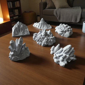 6 Pieces Mountains + Crystals DND Terrain Compatible with Dungeons and Dragons, Warhammer 40k, Miniature Wargaming, Tabletop RPGs, Wargame Scenery