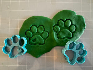 Cute Dog Paw Cookie Cutter Set - 2 Piece - with Heart imprint - 2.5” x 2” - For all Dog Lovers