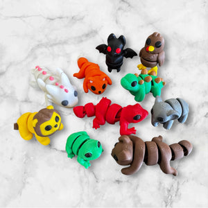 Flexible Fidget Animal Toys - Articulated Mini Animal Set of 10 ( Version 2 ) - 3D Printed - Great Gift - Birthday Favor - Desk Decorative - Fast Shipping