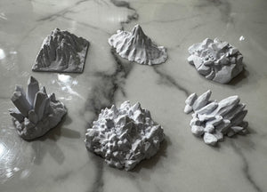 14 Pieces Mountains + Crystals + Rocks + Entry River/Pond DND Terrain Compatible with Dungeons and Dragons, Warhammer 40k, Miniature Wargaming, Tabletop RPGs, Wargame Scenery