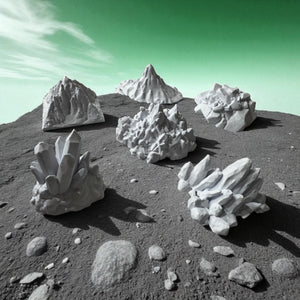 6 Pieces Mountains + Crystals DND Terrain Compatible with Dungeons and Dragons, Warhammer 40k, Miniature Wargaming, Tabletop RPGs, Wargame Scenery