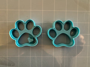 Cute Dog Paw Cookie Cutter Set - 2 Piece - with Heart imprint - 2.5” x 2” - For all Dog Lovers