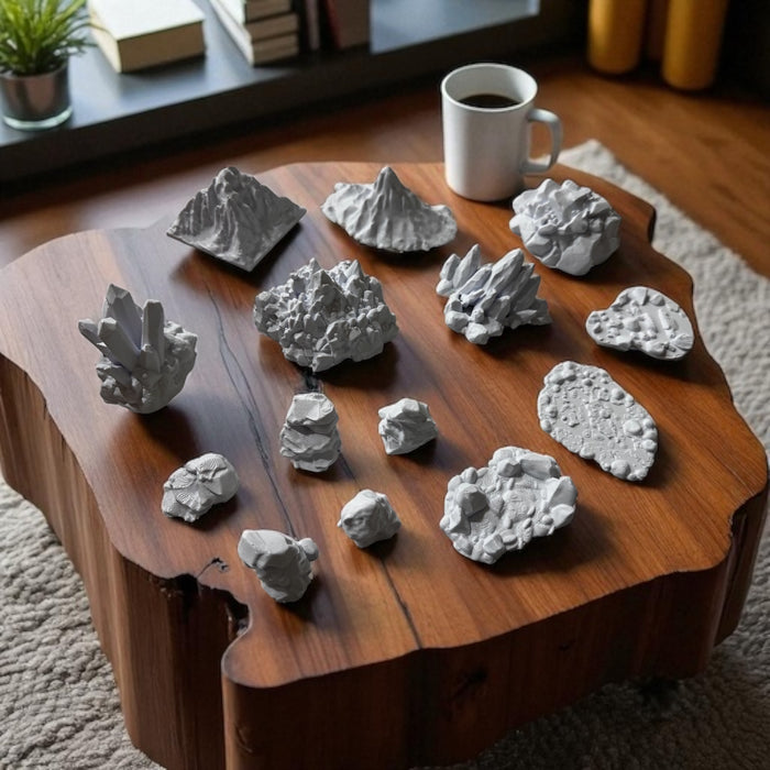 14 Pieces Mountains + Crystals + Rocks + Entry River/Pond DND Terrain Compatible with Dungeons and Dragons, Warhammer 40k, Miniature Wargaming, Tabletop RPGs, Wargame Scenery