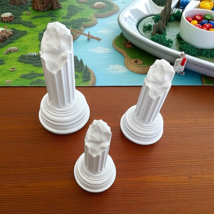 Roman Ruined Pillars, Terrain Scenery for Tabletop Miniatures Wargame, 3D Printed and Paintable