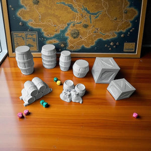 8 Pieces Cargo Piles & Boxes DND Terrain Compatible with Dungeons and Dragons, Warhammer 40k, Miniature Wargaming, Tabletop RPGs, Wargame Scenery