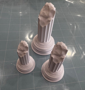 Roman Ruined Pillars, Terrain Scenery for Tabletop Miniatures Wargame, 3D Printed and Paintable