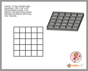 1.5" Squares x 25 Multi Cookie Cutter (7.9”x7.9” )