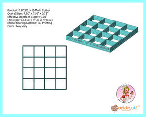 1.8" Squares x 16 Multi Cookie Cutter (7.5”x7.5” )