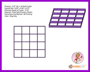 2.25" Squares x 16 Multi Cookie Cutter (9.3”x9.3” )