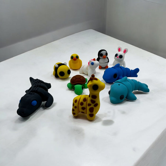 Flexible Fidget Animal Toys - Articulated Mini Animal Set of 10 - 3D Printed - Great Gift - Birthday Favor - Desk Decorative - Fast Shipping