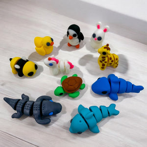 Flexible Fidget Animal Toys - Articulated Mini Animal Set of 10 - 3D Printed - Great Gift - Birthday Favor - Desk Decorative - Fast Shipping