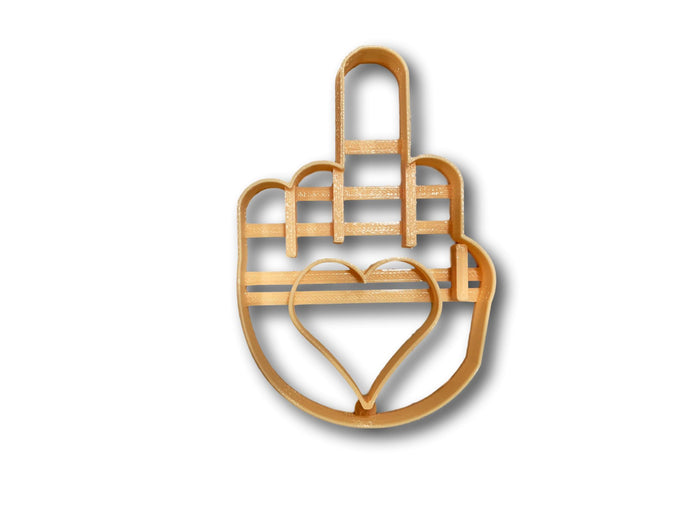 Middle Finger with Heart Imprint Cookie Cutter