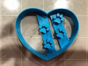 Heart with Dog Paws Cookie Cutter