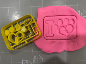 I Heart Dog Paw Cookie Cutter