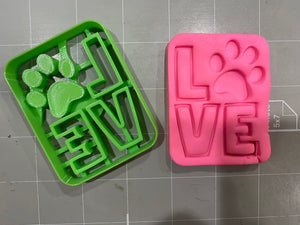 LOVE with dog paw Cookie Cutter