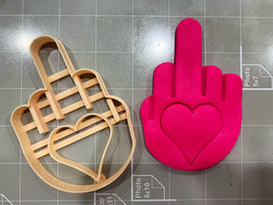 Heart Middle Finger Cookie Cutter Set of 2