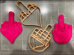 Heart Middle Finger Cookie Cutter Set of 2