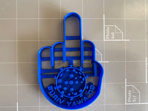 Go Away Virus Middle Finger Cookie Cutter