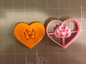Heart in Heart Dog Paw Cookie Cutter